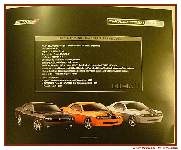 Brochure officielle Dodge Challenger SRT-8 2008