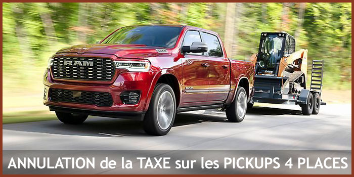 Annulation de la taxe sur les pickups 4 places